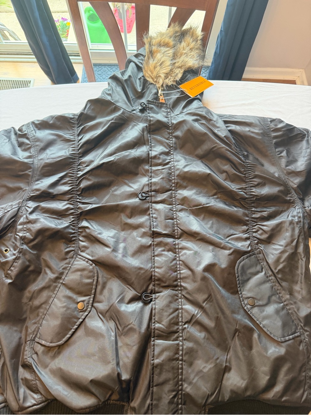 Women's Black Ski Jacket with Faux Fur-Trim Hood